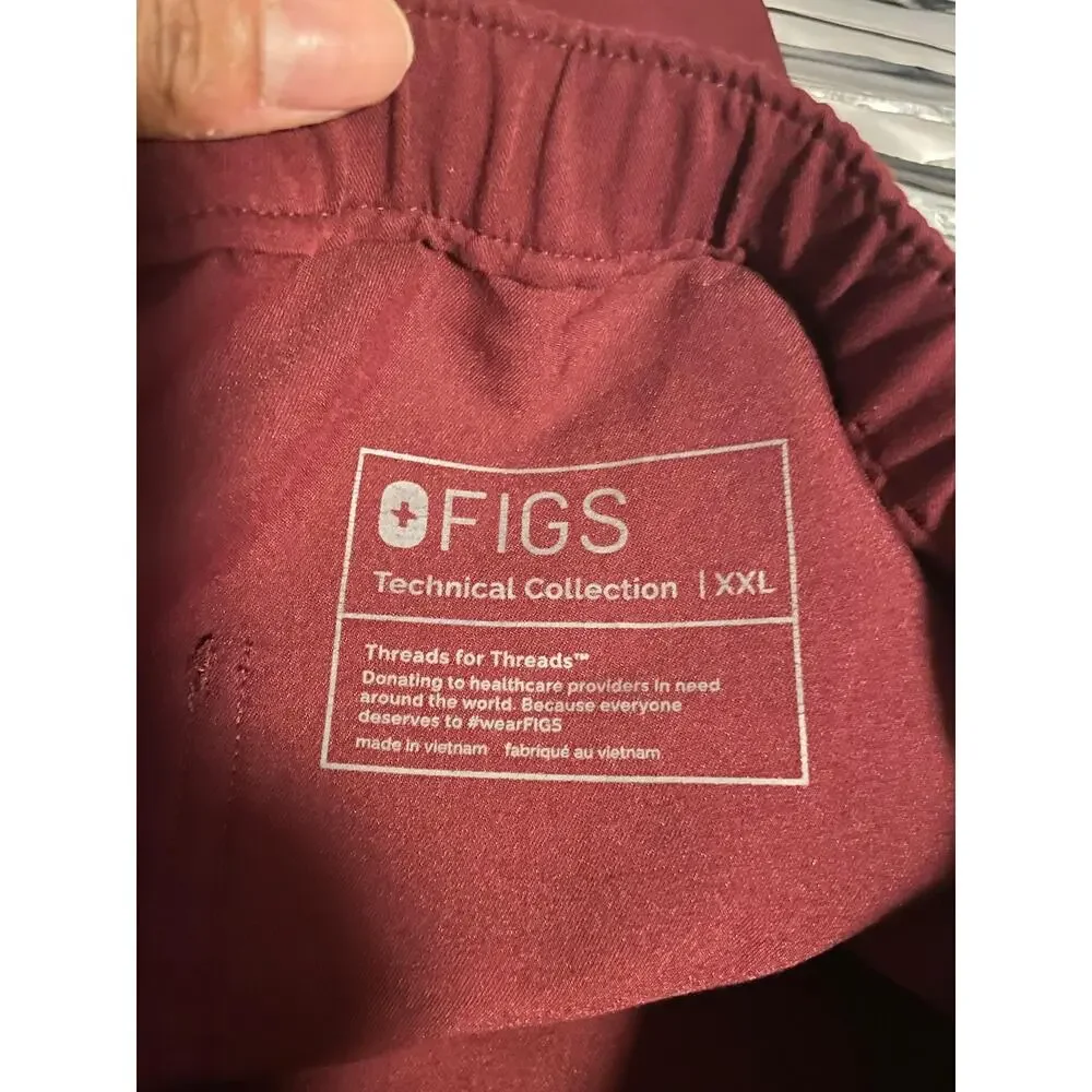 FIGS Scrub Pants Mens 2XL Red Technical Collection Cargo Medical Nursing READ